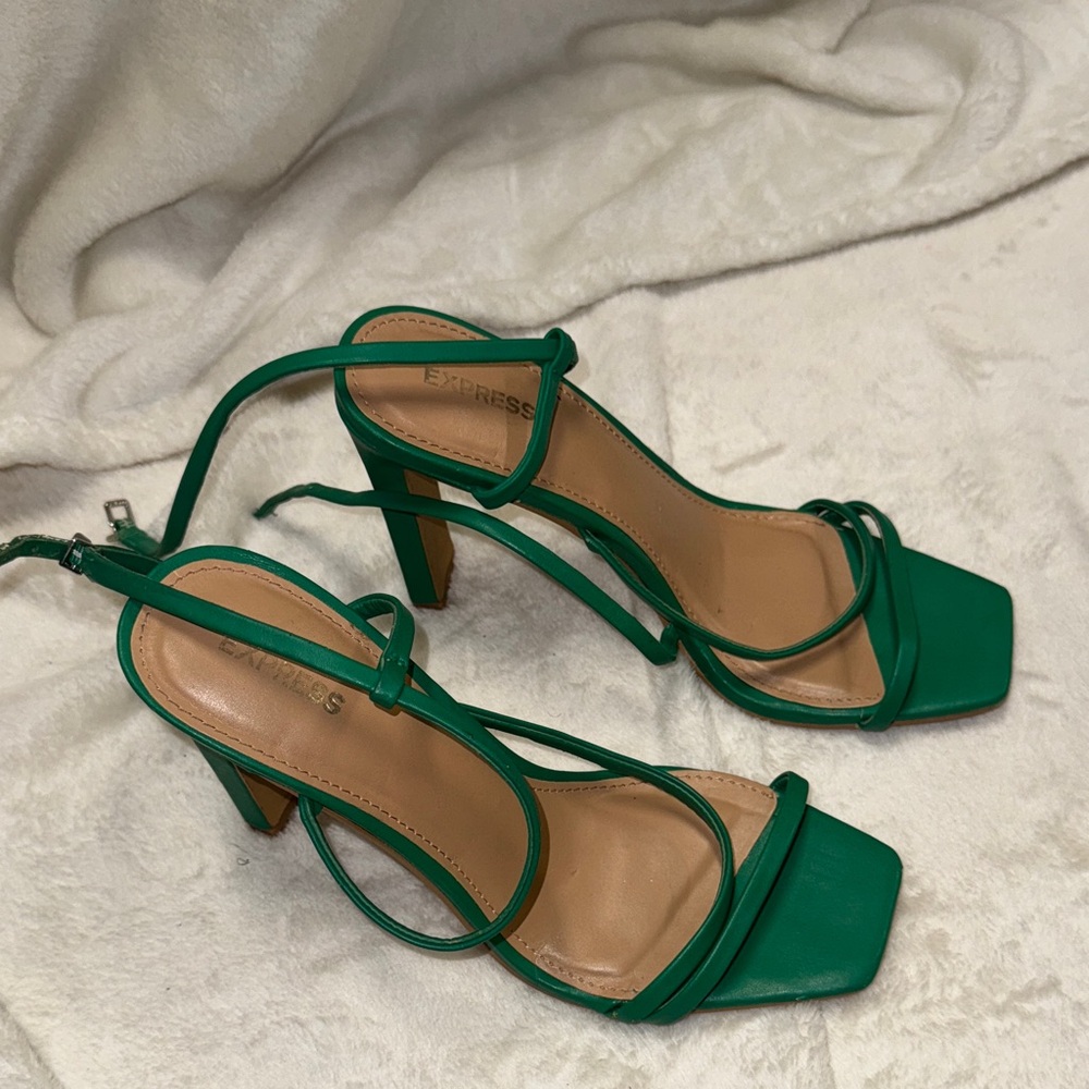 Express Green Strappy Heels